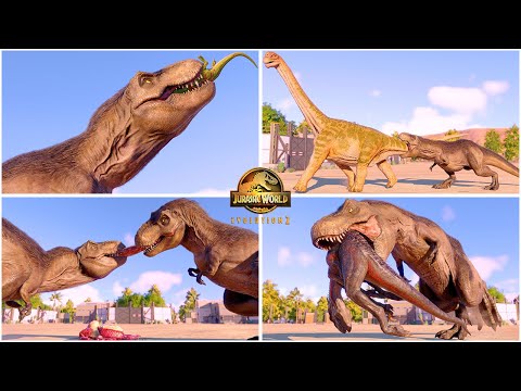 JW Dominion Feathered T-REX All Perfect Animations & Interactions 🦖 Jurassic World Evolution 2 - JWE