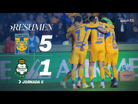 TIGRES 5-1 SANTOS | ¡Hubo goleada de La U! | Con México C26