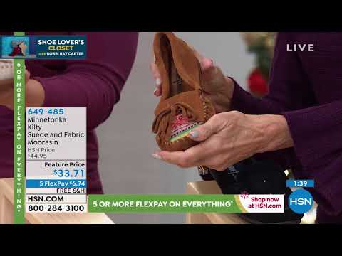 Minnetonka Kilty Suede and Fabric Moccasin