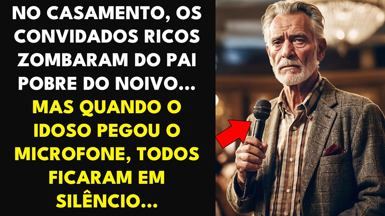 NO CASAMENTO, OS RICOS ZOMBARAM DO PAI POBRE DO NOIVO... MAS QUANDO O IDOSO PEGOU O MICROFONE...