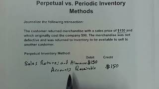 Recording Sales Returns and Allowances in Perpetual and Periodic Inventory Methods