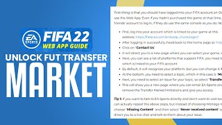 How To Unlock FUT Transfer Market On Web App (2023) Easy Tutorial