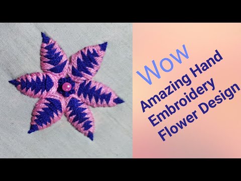Amazing Hand Embroidery Flower Design.Hand Embroidery Flower Design  Tutorial for Beginner's.