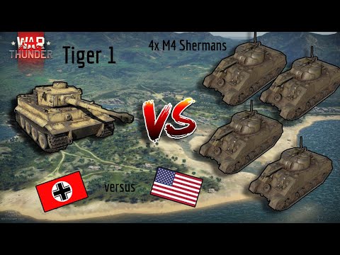 [WAR THUNDER] Tiger 1 VS 4x M4 Sherman - CHALLENGE!!