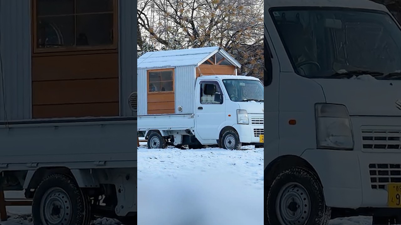 Celebrating 100K in My Kei Truck Snow Camp #shorts