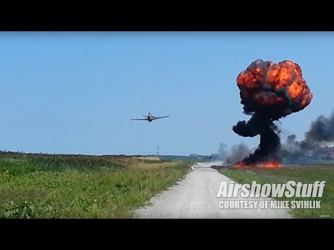 B-25 and P-51 Attack Runs - From the Pyro Field!