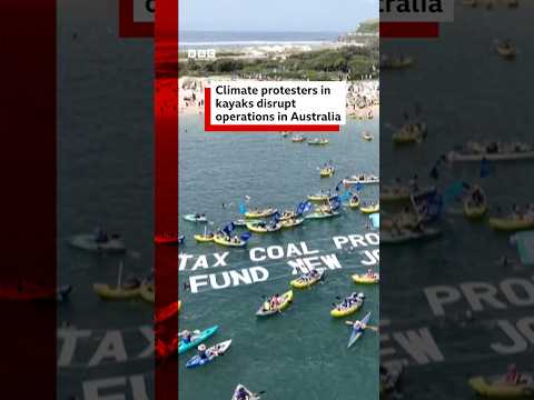 Climate protesters in kayaks disrupt operations at Australia port. #Australia #BBCNews