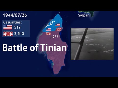 Battle of Tinian 1944 in 1 minute, where B-29s took off to drop atomic bombs on Japan
