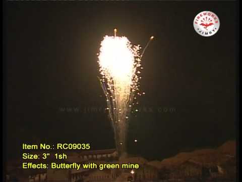 butterfly with green mine 3" single shots fireworks -- RC09035