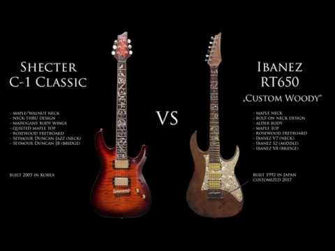 Schecter C-1 Classic (SD Jazz/JB pickups) vs Ibanez RT650 (IBZ V7/S2/V8 pickups) - by Gerry Tentler