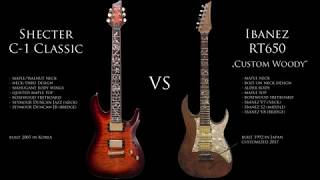 Video thumbnail for Schecter C-1 Classic (SD Jazz/JB pickups) vs Ibanez RT650 (IBZ V7/S2/V8 pickups) - by Gerry Tentler by Gerry Tentler