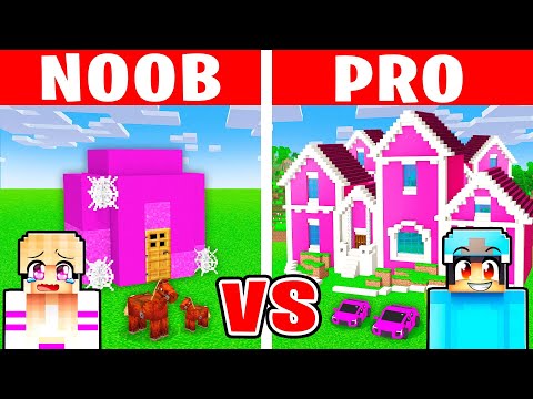 NOOB vs PRO: MODERN BARBIE GIRL HOUSE Build Challenge in Minecraft!