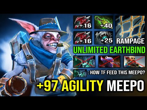 +97 AGILITY MEEPO Unlimited Earthbind 100% No Escape with Rampage Meepo Army 7.30e Dota 2