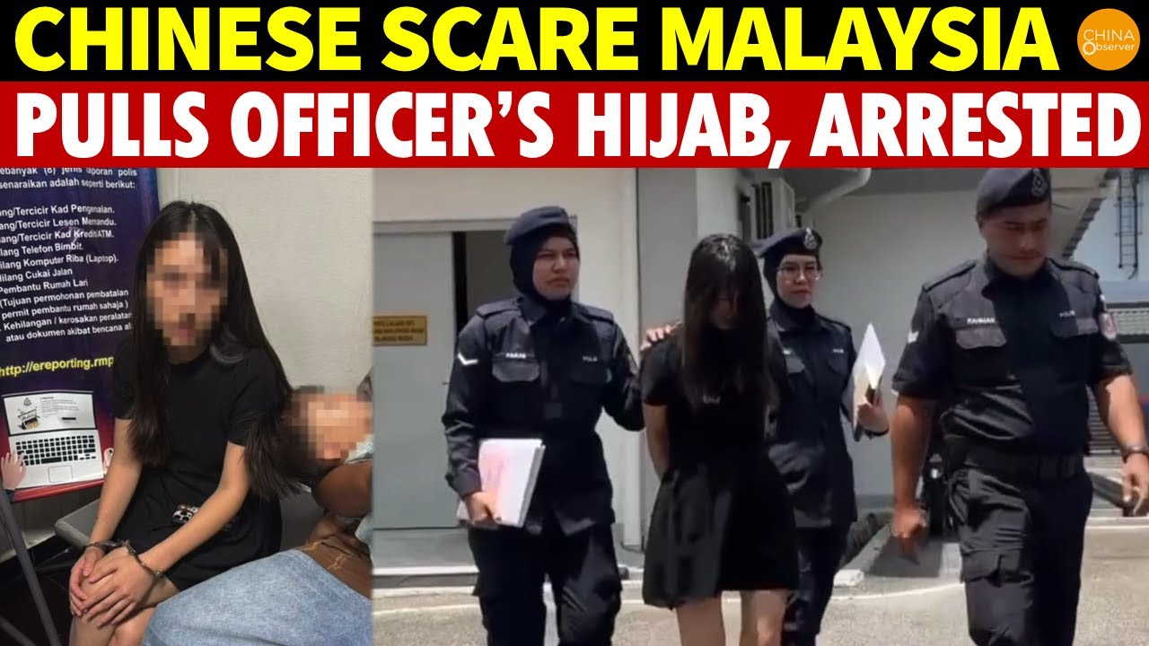 Chinese Cause Panic in Malaysia! Pulls Off Immigration Officer’s Hijab, Arrested at Airport