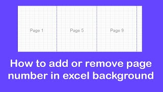 How to add or remove page number in excel background