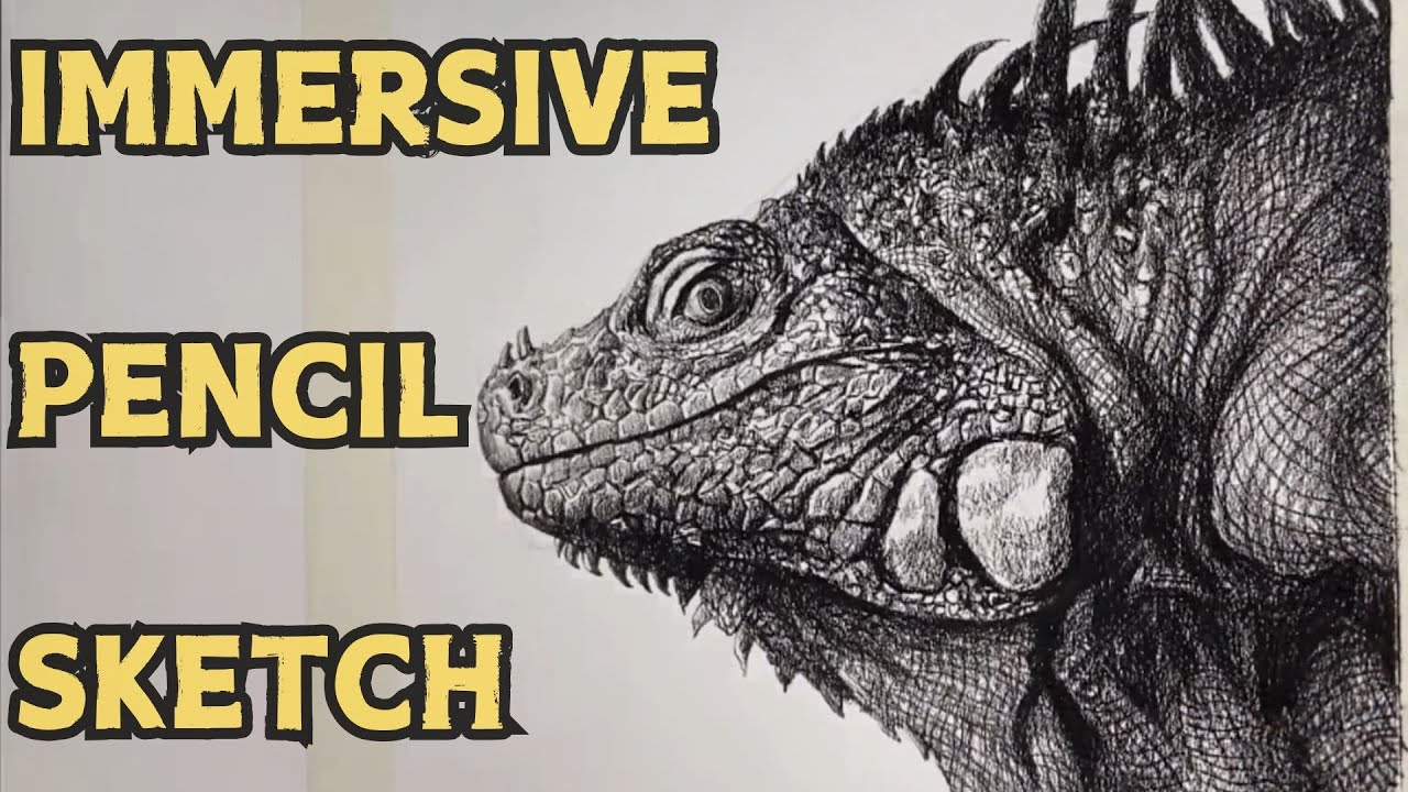 Immersive Pencil Sketch: Still Life, Lion & Lizard