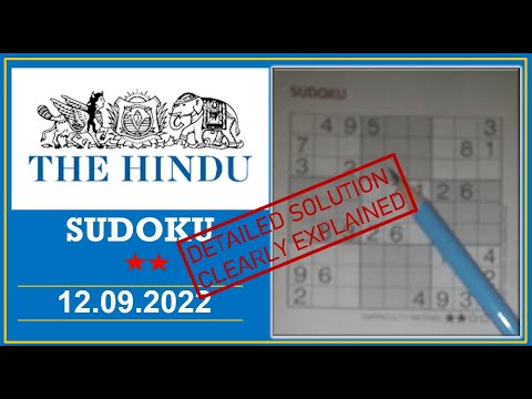 How to Solve 2 Star Hindu  Sudoku Sep 12,  2022 -  Step By Step Solution