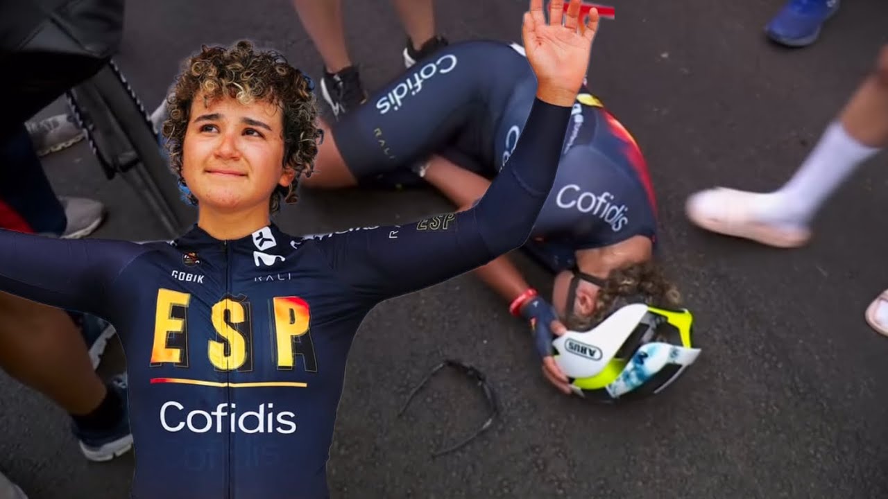 Emotional🥹 Paula Ostiz 🇪🇸 wins gold 🥇in Women junior UCI road race🚴♂️ championship