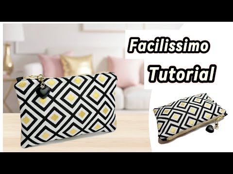 😍 TUTORIAL SUPER FACILE  - Fai da Te: Pochette con Cerniera in Tessuto _ DIY BORSA donna