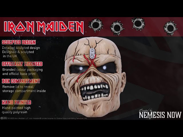 Vídeo relacionado con Nemesis Now Caja de busto de Iron Maiden The Trooper con licencia oficial (pequeña), color rojo, 12 cm