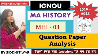 MHI 03|2016 -2022 Questions Paper|IGNOU MA History Second Year| 2023#ma_history #historyedupoint