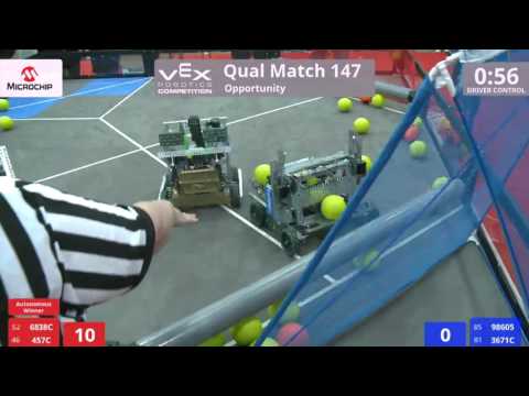 VEX Worlds 2016 - VRC Middle School - Opportunity - Qual 147 (6838C 457C) 136 vs 37 (98605 3671C)