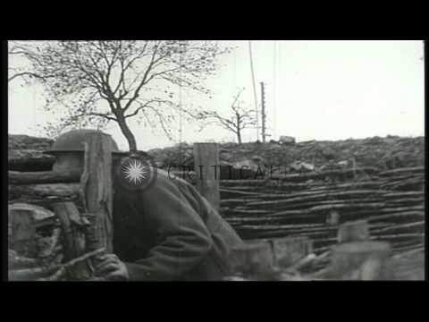 U.S. troops in trenches in France during World War I HD Stock Footage