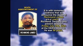 Richmond James  ~ Short Obituary