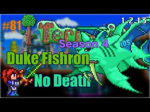Let's Play Terraria (1.2.13) iOS- Destroying Duke Fishron Without Dying! Episode 81