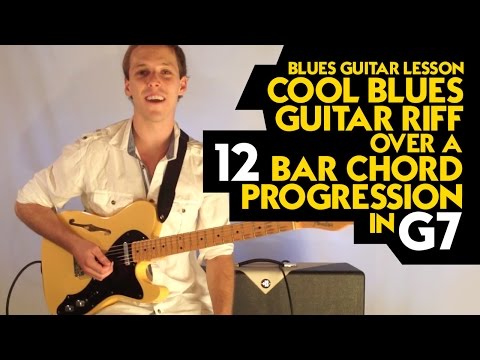 Blues Guitar Lesson - Cool Blues Guitar Riff Over a 12 Bar Chord Progression in G7