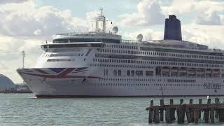 CRUISE SHIPS, A VEHICLE CARRIER & CONTAINER SHIPS DEPARTING SOUTHAMPTON 05/08/22