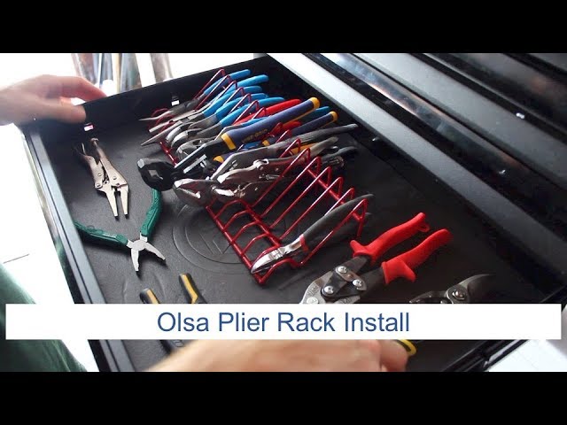 Olsa Tools Plier Rack | Pliers Organizer for Tool Box Drawer Storage (Red)|  Plier Holder Holds 16 Pliers | Professional Grade