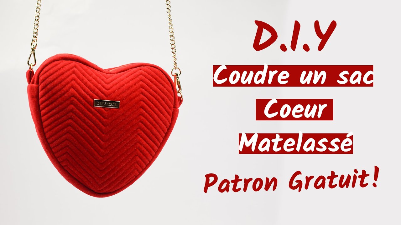 Comment coudre un sac coeur en velours matelassé - Patron Gratuit - Couture Facile Mimi