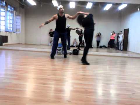 William Teixeira and Paloma Alves. Demo after zouk class. Ipanema Dance Studio.