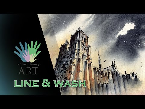 Line and Wash Watercolor Speedpaint Tutorial, Notre Dame
