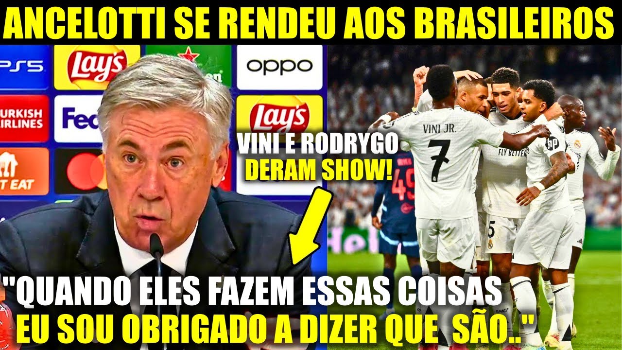 🚨 EITA! Olha a REAÇÃO DO ANCELOTTI  ao SHOW DO VINI  E DO RODRYGO!