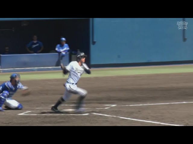 【ファーム】すかさず追加点!! バファローズ・石岡諒太 ライトへのタイムリーヒットを放つ!!  2023年7月25日 オリックス・バファローズ 対 中日ドラゴンズ