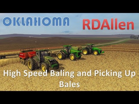 High Speed Baling Straw and Picking Up Bales -Farming Simulator 15 Oklahoma