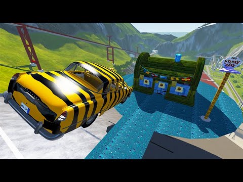 Beamng Drive - High Speed Car Jumps Over The Krusty Krab | BeamNG-Destruction
