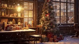 Cozy Winter Coffee Shop Ambience & Smooth Piano Jazz Music ⛄ Crackling Fireplace to Work, Focus