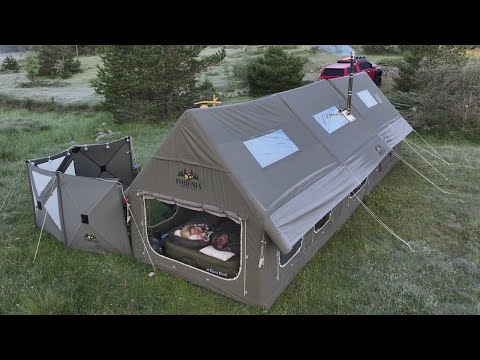 CAMPING MIT EINEM 2+1 LUXUS-AUFBLASENZELT
