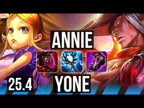 ANNIE vs YONE (MID) | 7 solo kills | KR Diamond | 25.4