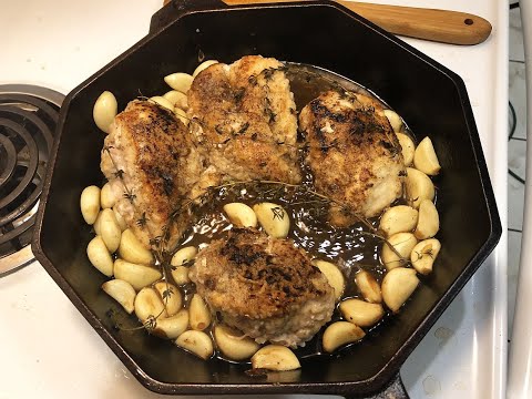 Cast Iron Chicken With 42 Cloves Of Garlic