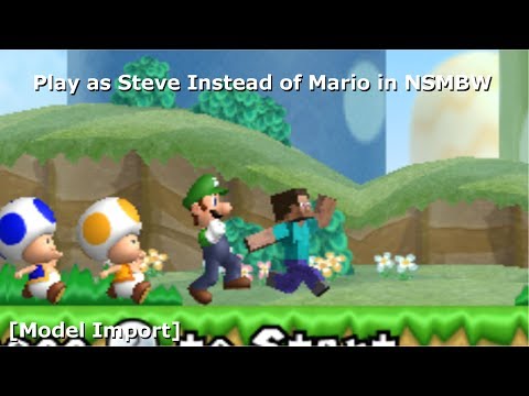 Play as Steve Instead of Mario in NSMBW [Model Import] (+Download) Video