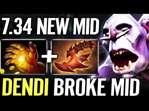 Dendi Broke Mid - 7.34 New Midlaner Witch Doctor Machine Gun Dota 2 Pro