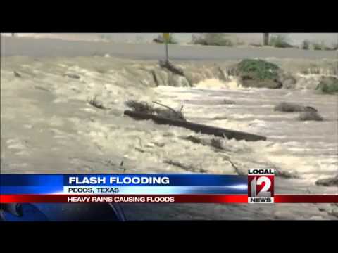 Heavy rains causing flash floods in Pecos, T