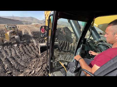 In the Cabin: Caterpillar 385C Excavator Loading Overburden - Operator View - Labrianidis Mining 4K