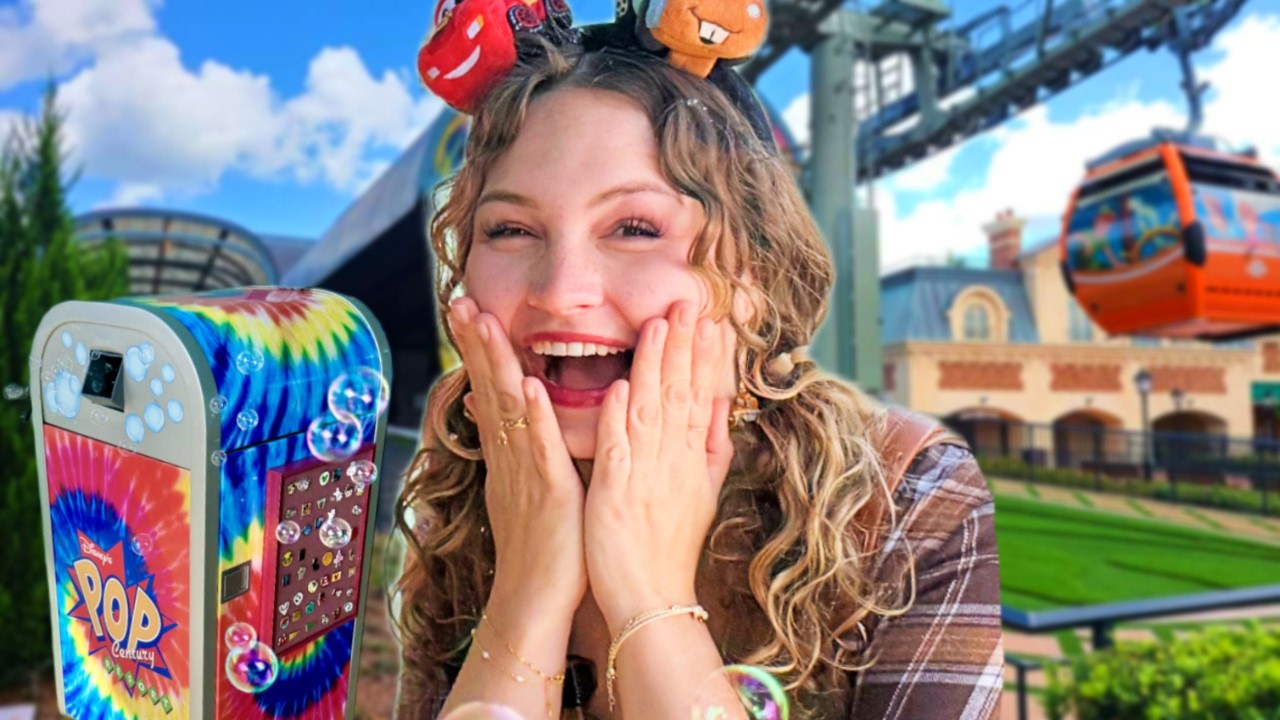 How to Pin Trade Along The Disney Skyliner | RARE Trash Can Pin Board!