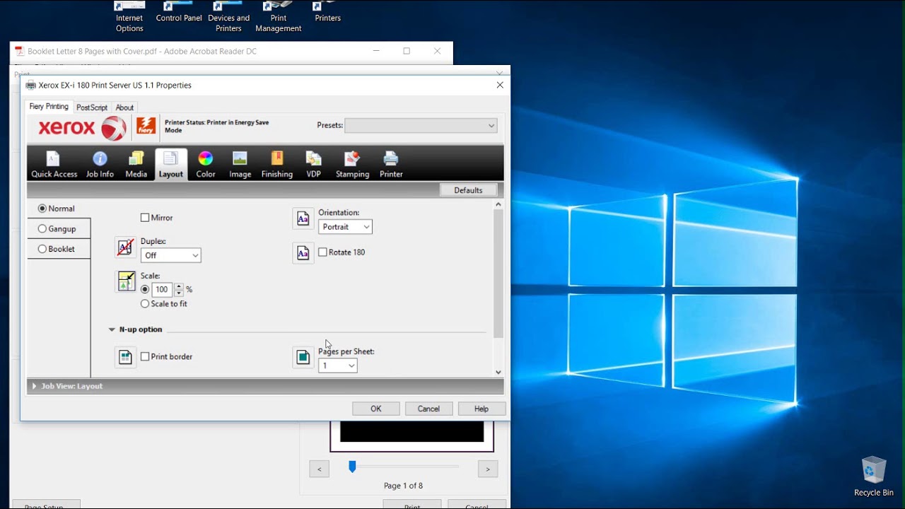 Making a booklet with a printed cover on a Xerox Versant 180