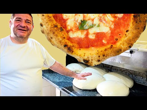 Salvatore, a Neapolitan pizza chef, shows us how to make Neapolitan pizza dough in Rome, Italy